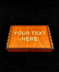 Wooden card  box - with custom text/logo, for two decks